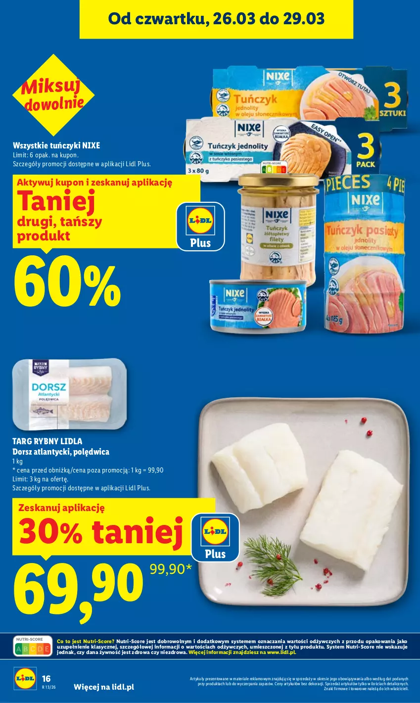 Gazetka promocyjna Lidl - Gazetka ważna od 26.03 do 29.03 - ważna 26.03 do 29.03.2026 - strona 16 - produkty: Dorsz, Polędwica, Tuńczyk