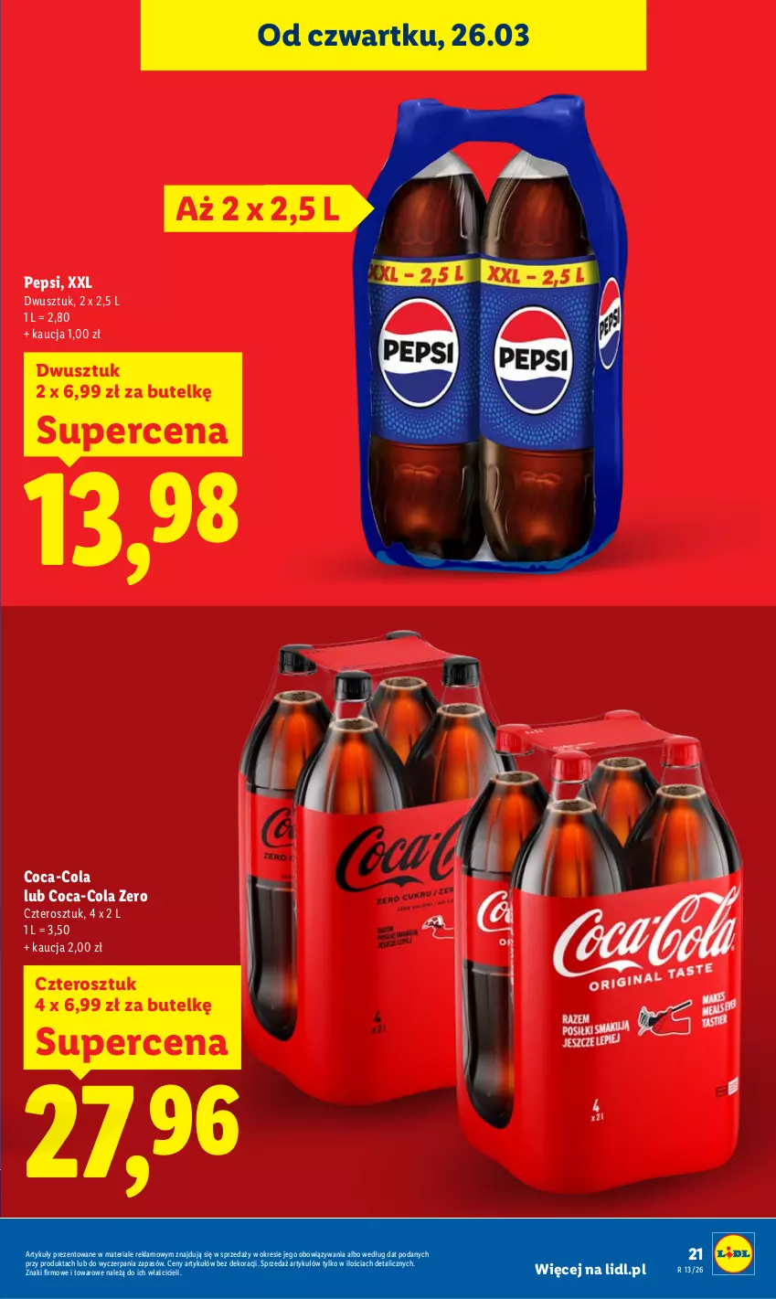 Gazetka promocyjna Lidl - Gazetka ważna od 26.03 do 29.03 - ważna 26.03 do 29.03.2026 - strona 21 - produkty: Coca-Cola, Pepsi