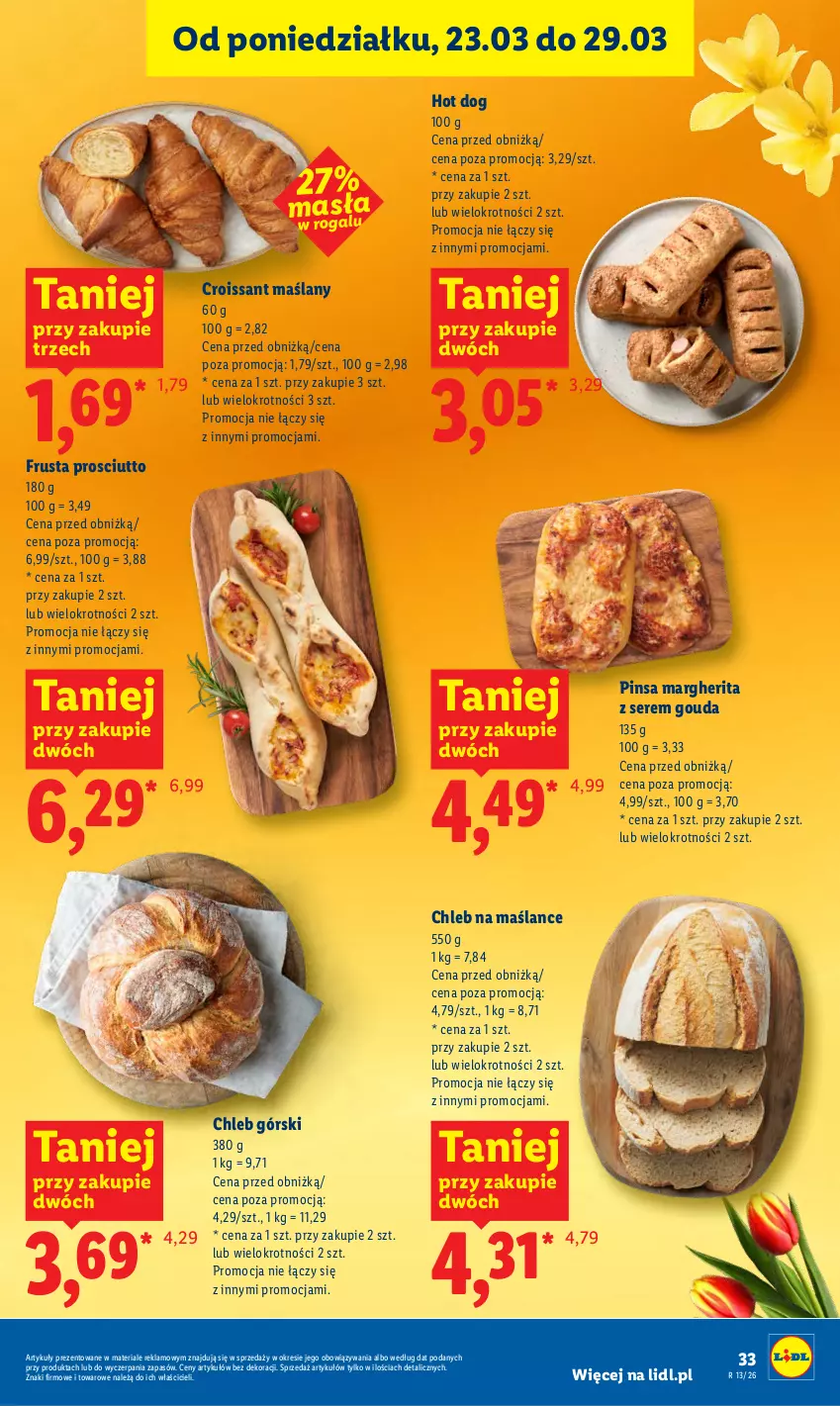 Gazetka promocyjna Lidl - Gazetka ważna od 26.03 do 29.03 - ważna 26.03 do 29.03.2026 - strona 33 - produkty: Chleb, Croissant, Gouda, Hot dog, Prosciutto, Rogal, Rust, Ser