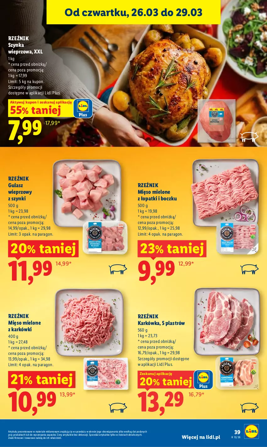 Gazetka promocyjna Lidl - Gazetka ważna od 26.03 do 29.03 - ważna 26.03 do 29.03.2026 - strona 39 - produkty: Mięso, Mięso mielone, Szynka, Szynka wieprzowa