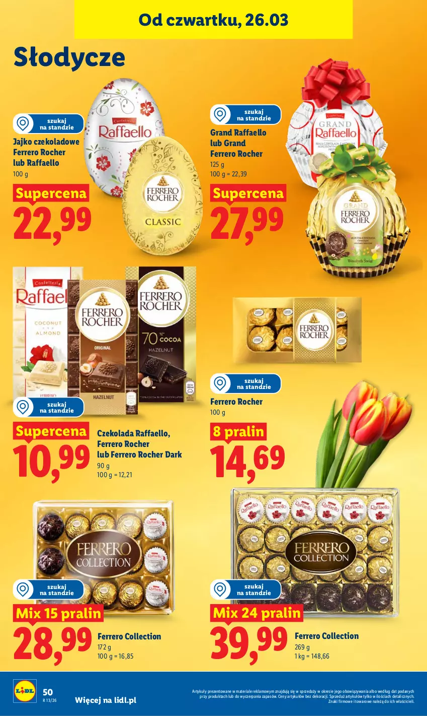 Gazetka promocyjna Lidl - Gazetka ważna od 26.03 do 29.03 - ważna 26.03 do 29.03.2026 - strona 50 - produkty: Czekolada, Fa, Ferrero, Ferrero Rocher, Gra, Raffaello