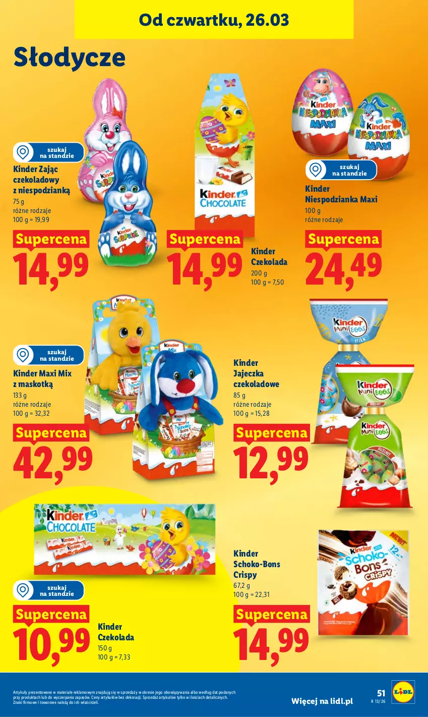 Gazetka promocyjna Lidl - Gazetka ważna od 26.03 do 29.03 - ważna 26.03 do 29.03.2026 - strona 51 - produkty: Czekolada, Kinder