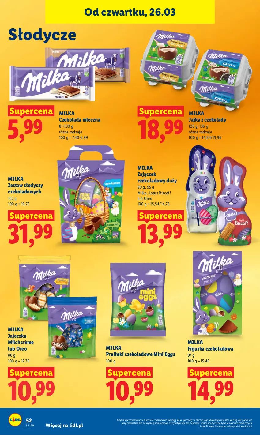 Gazetka promocyjna Lidl - Gazetka ważna od 26.03 do 29.03 - ważna 26.03 do 29.03.2026 - strona 52 - produkty: Czekolada, Czekolada mleczna, Milka, Oreo