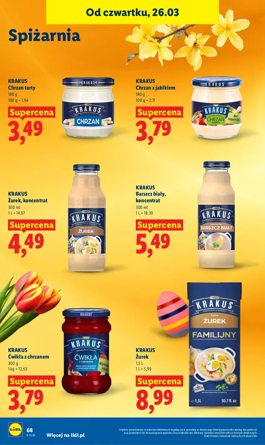 Gazetka promocyjna Lidl - Gazetka ważna od 26.03 do 29.03 - ważna 26.03 do 29.03.2026 - strona 68 - produkty: Chrzan, Krakus