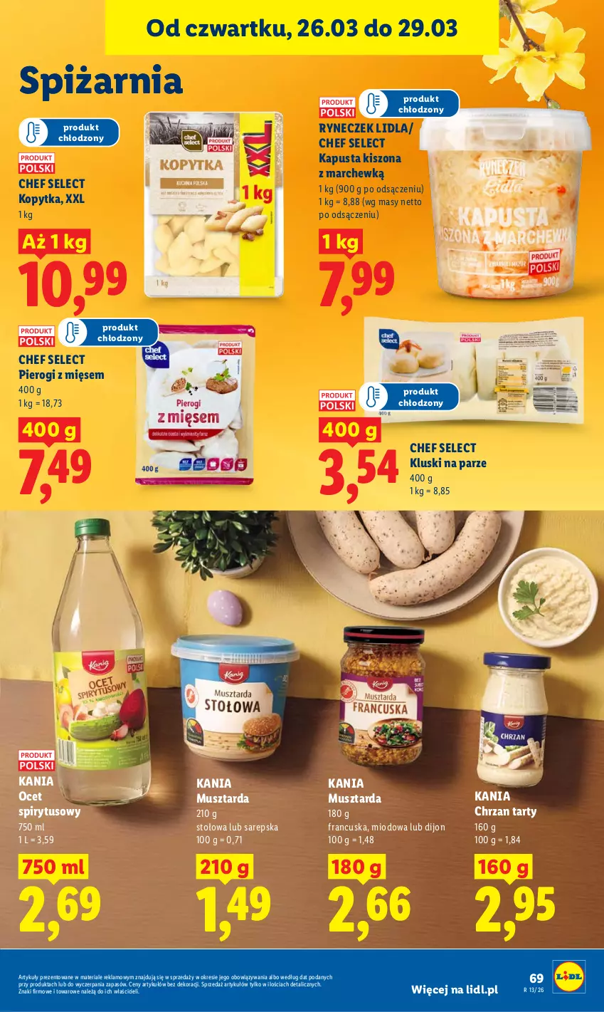 Gazetka promocyjna Lidl - Gazetka ważna od 26.03 do 29.03 - ważna 26.03 do 29.03.2026 - strona 69 - produkty: Chrzan, Kluski na parze, Kopytka, Mus, Musztarda, Ocet, Pierogi