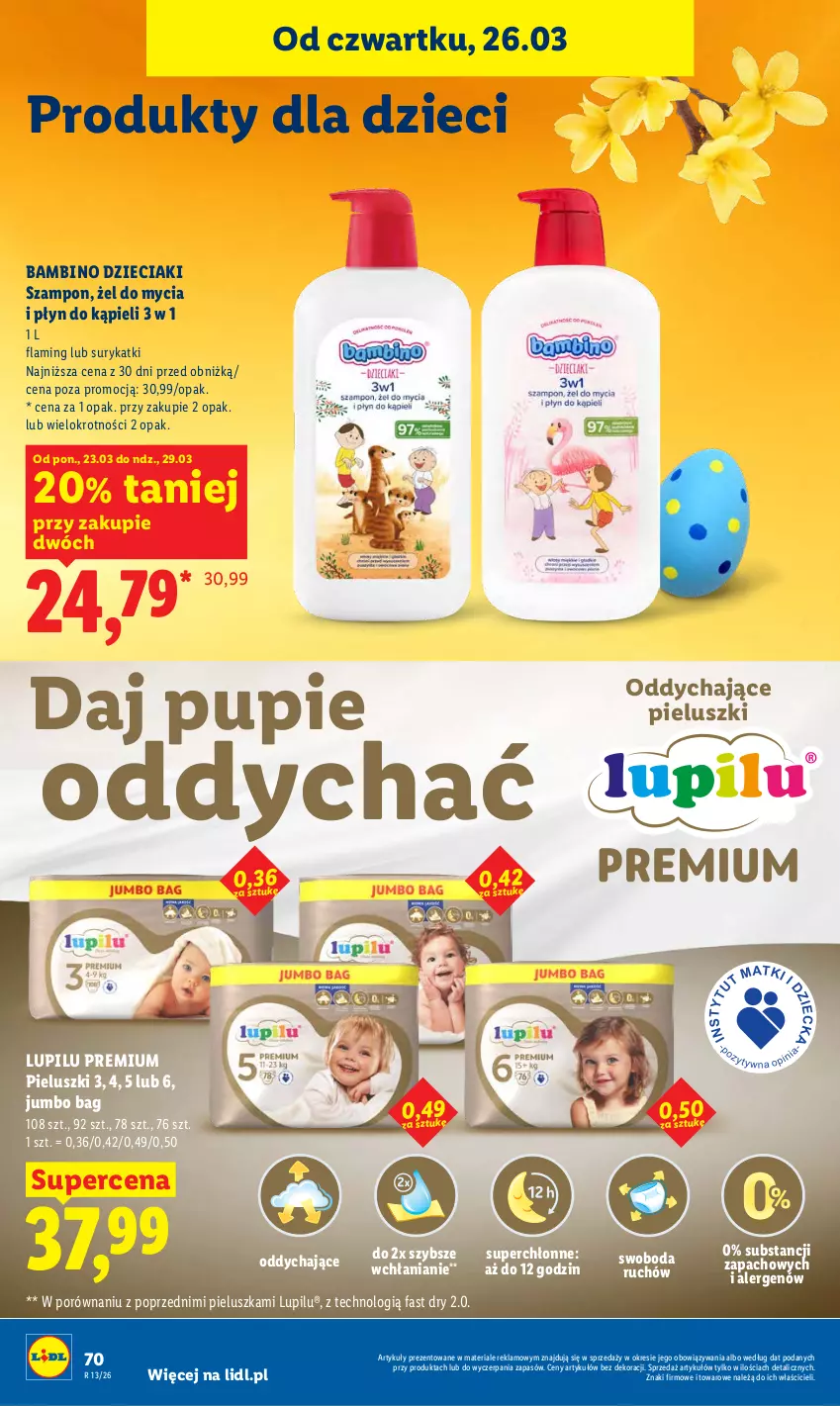 Gazetka promocyjna Lidl - Gazetka ważna od 26.03 do 29.03 - ważna 26.03 do 29.03.2026 - strona 70 - produkty: Dzieci, Fa, O Bag, Płyn do kąpieli, Por, Szampon