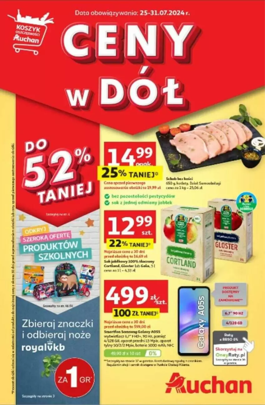 Gazetka promocyjna Auchan - ważna 25.07 do 31.07.2024 - strona 1 - produkty: Fa, HP, Kotlet, Noż, Por, Sok