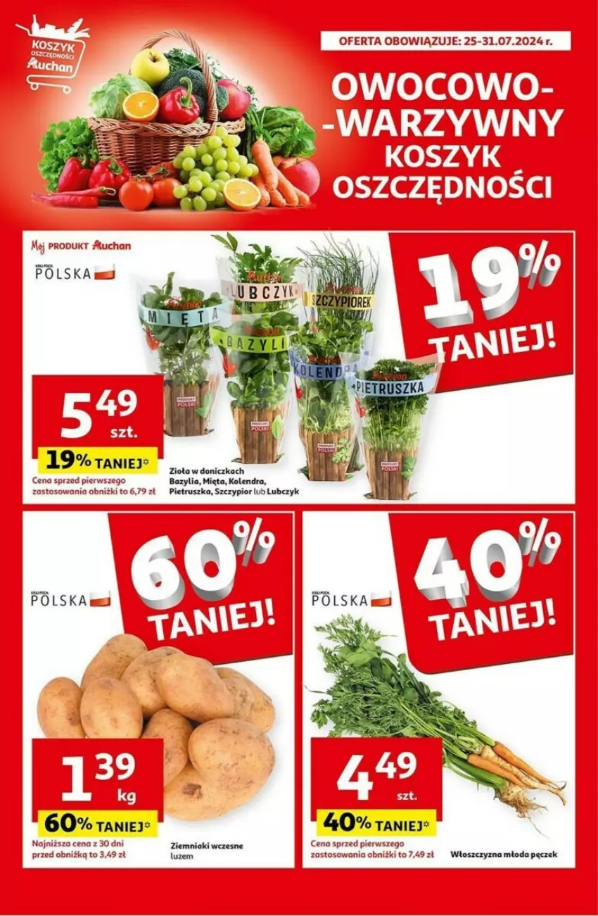 Gazetka promocyjna Auchan - ważna 25.07 do 31.07.2024 - strona 2 - produkty: Bazyl, Bazylia, Kolendra, Mięta, Pietruszka, Ziemniaki