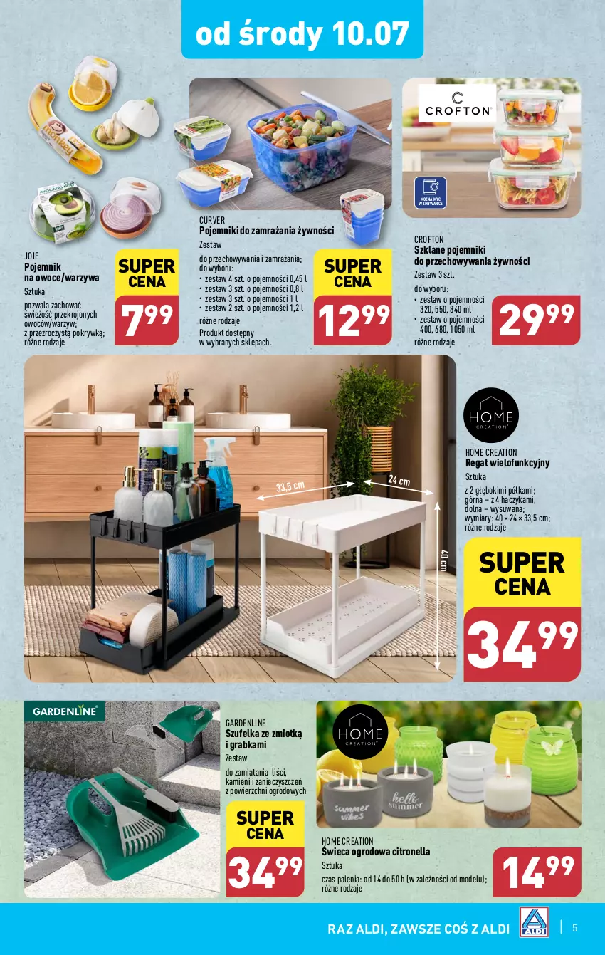 Gazetka promocyjna Aldi - Artykuły przemysłowe i tekstylia - ważna 08.07 do 13.07.2024 - strona 5 - produkty: Gra, Haczyk, Owoce, Pojemnik, Półka, Regał, Szufelka, Warzywa