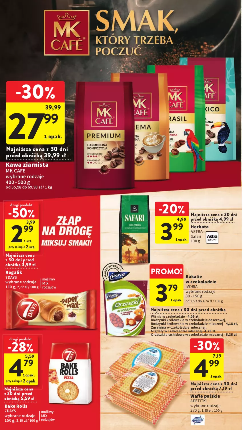 Gazetka promocyjna Intermarche - Gazetka Intermarche - ważna 29.06 do 05.07.2023 - strona 26 - produkty: Bake Rolls, Deser, Fa, Herbata, Kawa, Kawa ziarnista, Królewski, Migdały, Migdały w czekoladzie, Orzeszki, Rodzynki, Rogal, Ser, Wafle