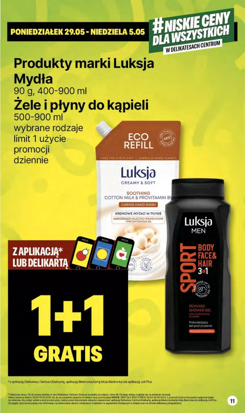 Gazetka promocyjna Delikatesy Centrum - NOWA GAZETKA Delikatesy Centrum od 2 maja! 2-8.05.2024 - ważna 02.05 do 08.05.2024 - strona 11 - produkty: Luksja, Mleczko, Mydło, Mydło w płynie