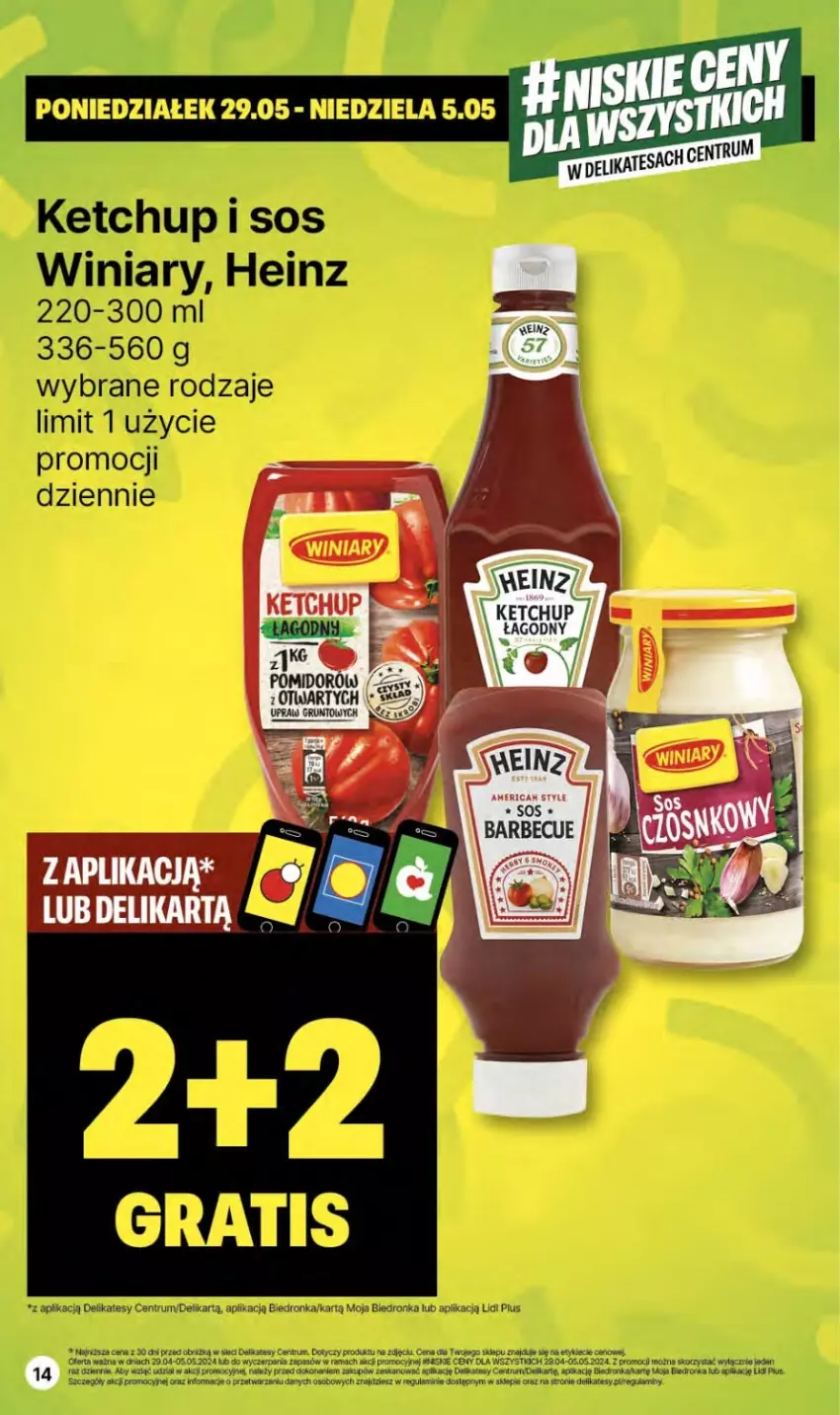 Gazetka promocyjna Delikatesy Centrum - NOWA GAZETKA Delikatesy Centrum od 2 maja! 2-8.05.2024 - ważna 02.05 do 08.05.2024 - strona 14 - produkty: Heinz, Ketchup, Rum, Sos, Winiary