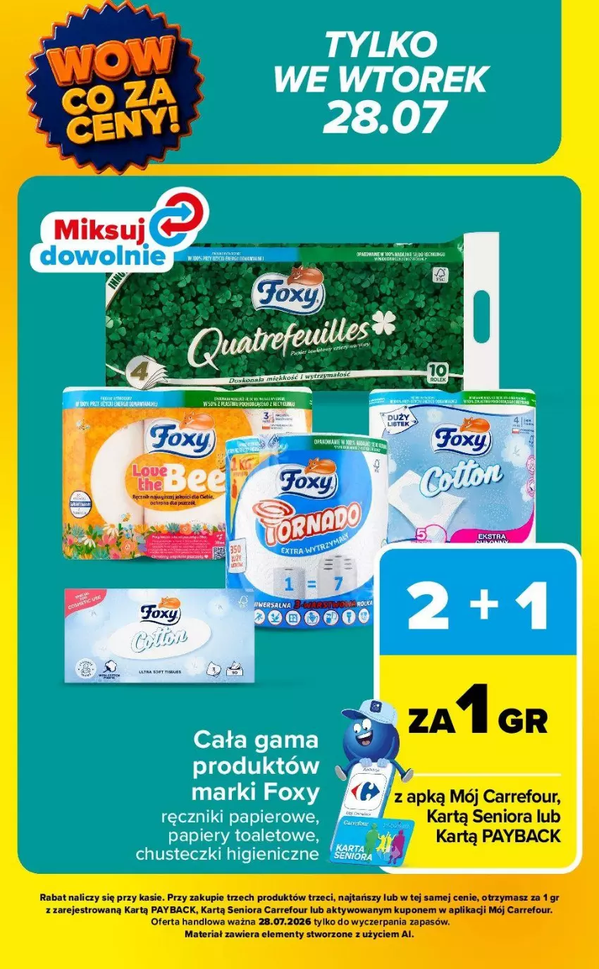 Gazetka promocyjna Carrefour - Gazetka Carrefour, Market WOW co za ceny! - ważna 27.07 do 01.08.2026 - strona 3 - produkty: Chusteczki, Papier, Ręcznik, Ręczniki papierowe