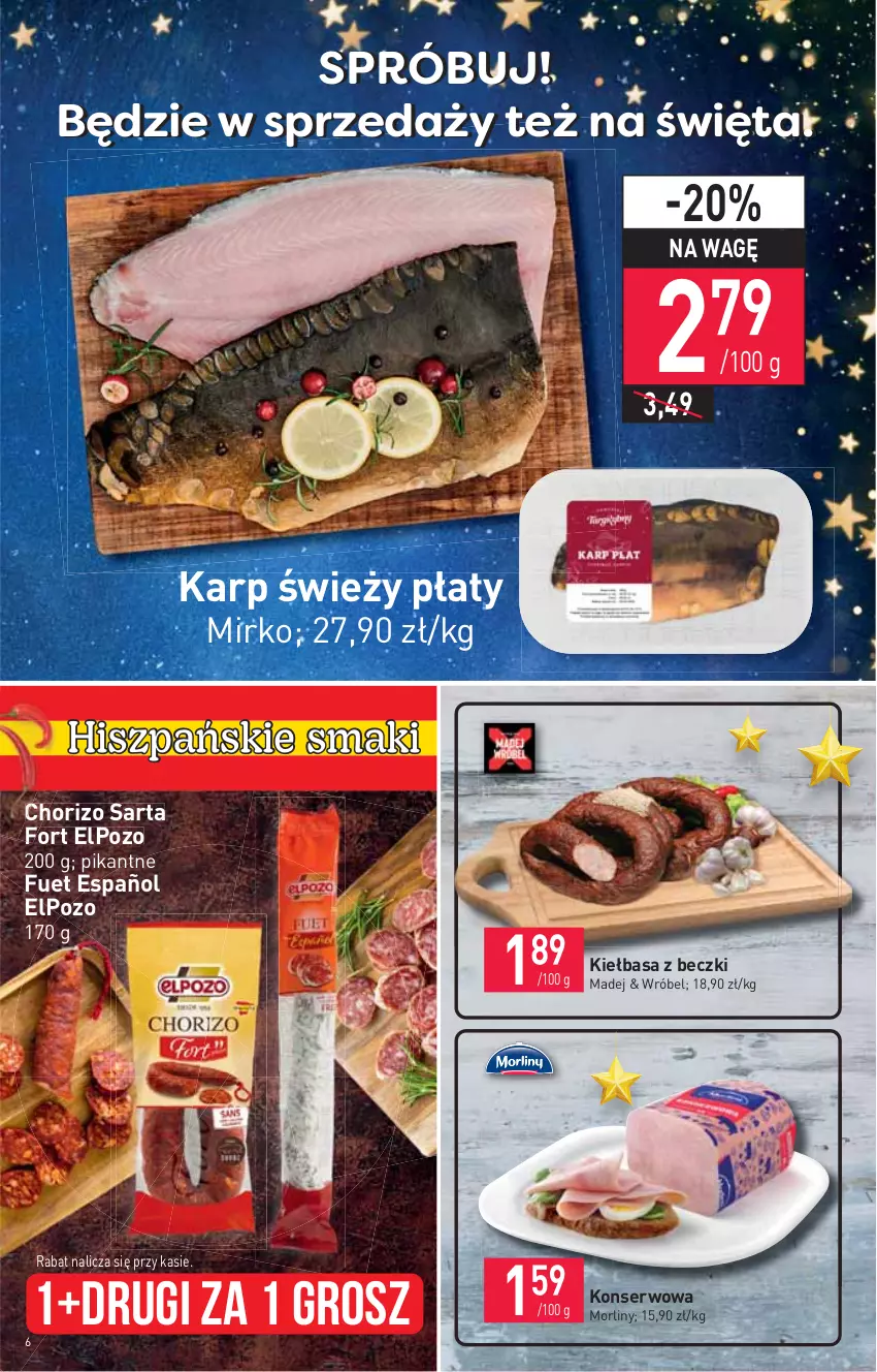 Gazetka promocyjna Stokrotka - Supermarket - ważna 02.12 do 08.12.2021 - strona 6 - produkty: Karp, Kiełbasa, Morliny, Ser