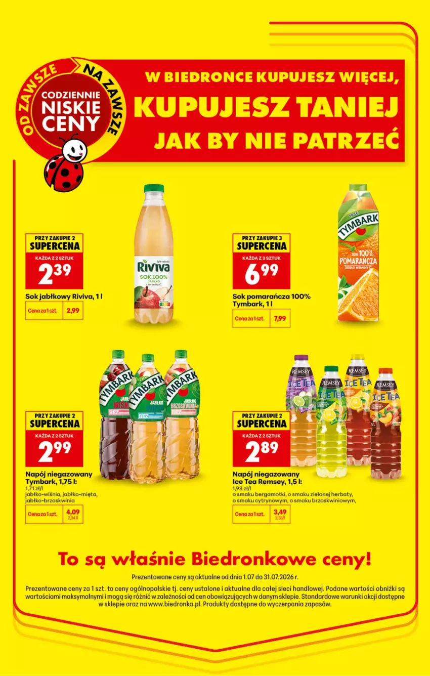 Gazetka promocyjna Biedronka - Kupujesz taniej - ważna 01.07 do 31.07.2026 - strona 1 - produkty: Mięta, Napój, Napój niegazowany, Sok, Sok jabłkowy, Tymbark