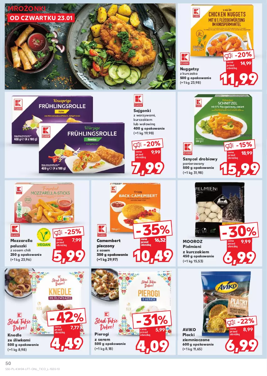 Gazetka promocyjna Kaufland - Gazetka tygodnia - ważna 23.01 do 29.01.2025 - strona 50 - produkty: Camembert, Knedle, Kurczak, Lack, Mozzarella, Piec, Pierogi, Sajgonki, Ser, Sos, Warzywa