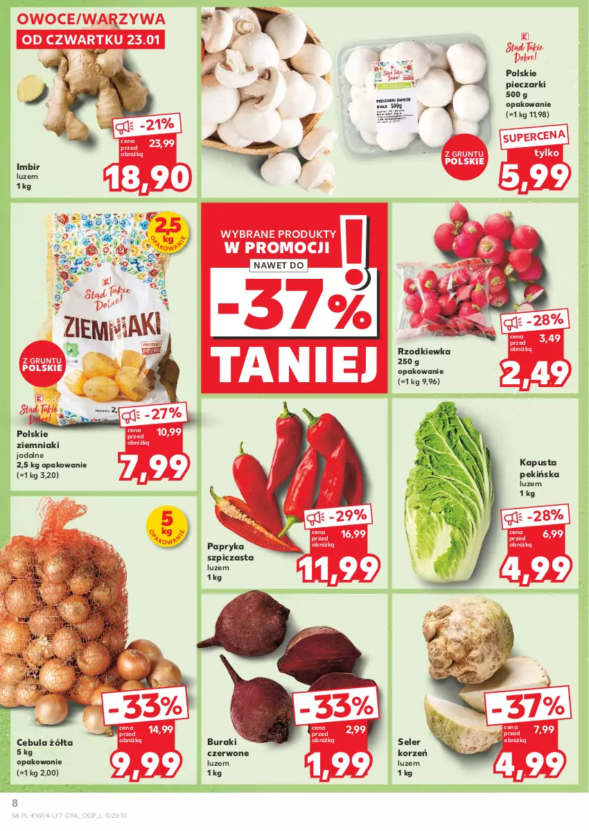 Gazetka promocyjna Kaufland - Gazetka tygodnia - ważna 23.01 do 29.01.2025 - strona 8 - produkty: Buraki, Cebula, Grunt, Imbir, Owoce, Papryka, Piec, Rzodkiewka, Seler korzeń, Szpic, Warzywa, Ziemniaki