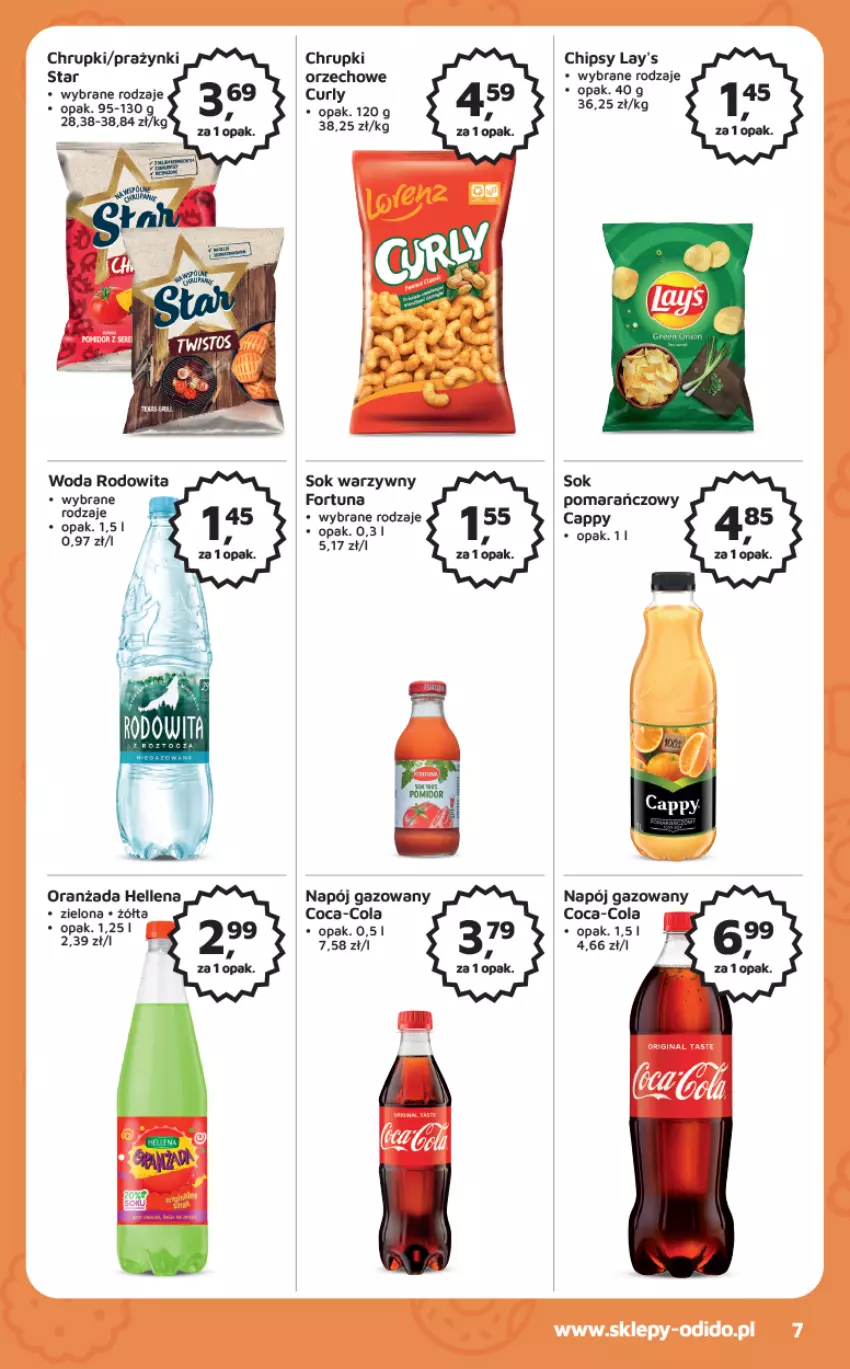 Gazetka promocyjna Odido - Gazetka - ważna 10.02 do 23.02.2023 - strona 7 - produkty: Chipsy, Chrupki, Coca-Cola, Fortuna, Hellena, Napój, Napój gazowany, Oranżada, Sok, Woda