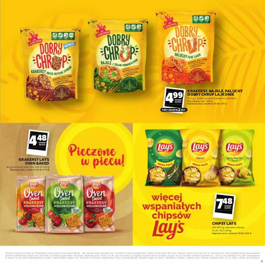 Gazetka promocyjna Stokrotka - Katalog Łap Okazje - ważna 10.07 do 23.07.2025 - strona 13 - produkty: Bajgle, Chipsy, Krakersy, Lajkonik, Lay’s, Mięso, Owoce, Papryka, Warzywa