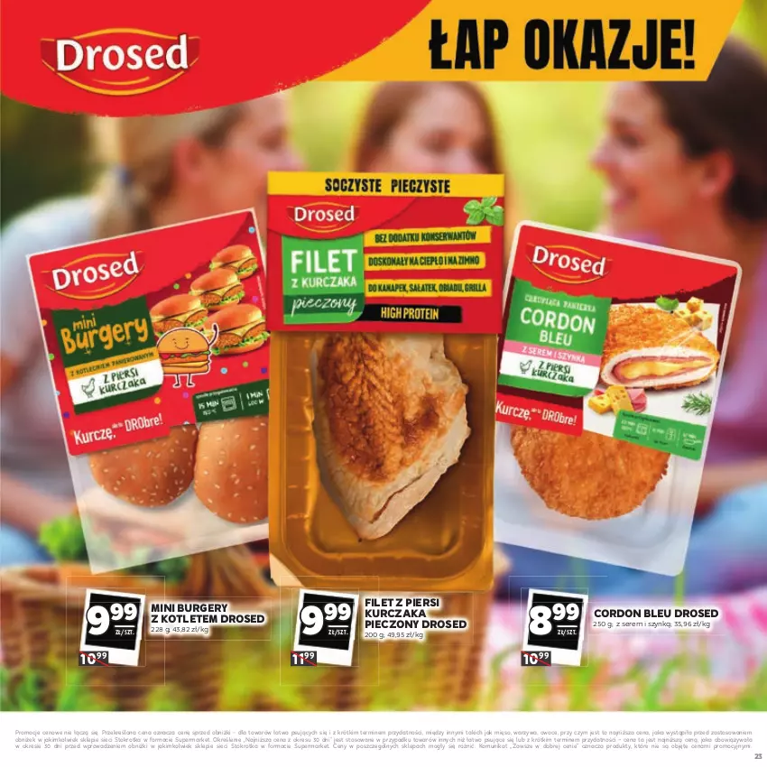 Gazetka promocyjna Stokrotka - Katalog Łap Okazje - ważna 10.07 do 23.07.2025 - strona 23 - produkty: Burger, Cordon Bleu, Filet z piersi kurczaka, Kotlet, Kurczak, Mięso, Owoce, Piec, Ser, Warzywa