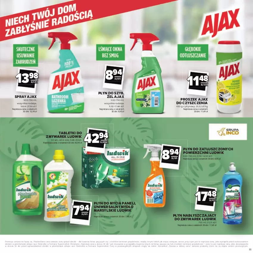 Gazetka promocyjna Stokrotka - Katalog Łap Okazje - ważna 10.07 do 23.07.2025 - strona 35 - produkty: Ajax, Ludwik, Mars, Mięso, Mydło, Owoce, Płyn do mycia, Płyn do mycia paneli, Płyn do szyb, Płyn nabłyszczający, Tablet, Warzywa
