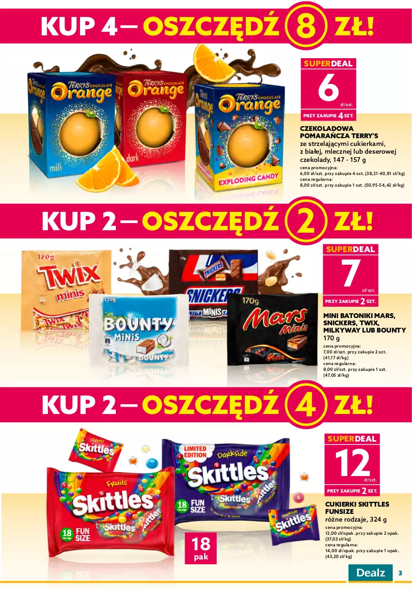 Gazetka promocyjna Dealz - NOWA GAZETKAWielkie Oszczędzanie z Dealz! - ważna 19.10 do 01.11.2022 - strona 3 - produkty: Baton, Bounty, Chrupki, Cukier, Cukierki, Deser, Mars, Monster Munch, Napój, Ser, Snickers, Tonik, Twix