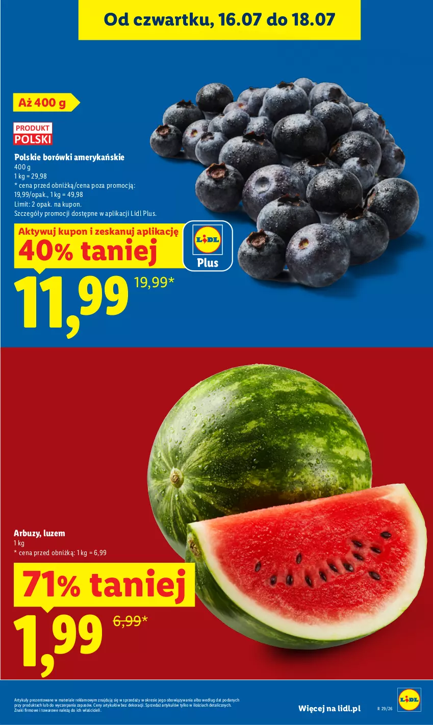 Gazetka promocyjna Lidl - Gazetka ważna od 16.07 do 18.07 - ważna 16.07 do 18.07.2026 - strona 13 - produkty: Arbuz