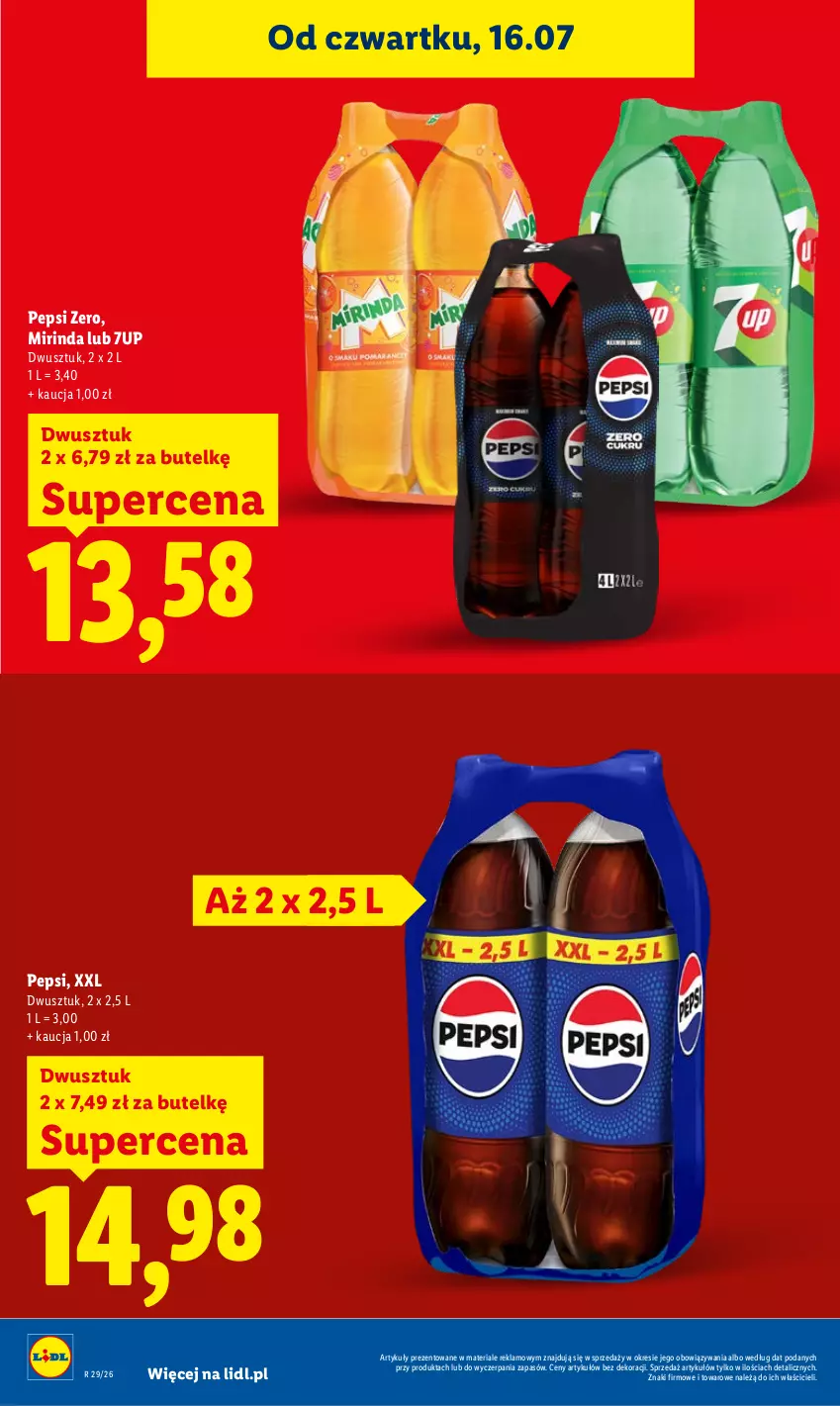 Gazetka promocyjna Lidl - Gazetka ważna od 16.07 do 18.07 - ważna 16.07 do 18.07.2026 - strona 20 - produkty: 7up, Mirinda, Pepsi
