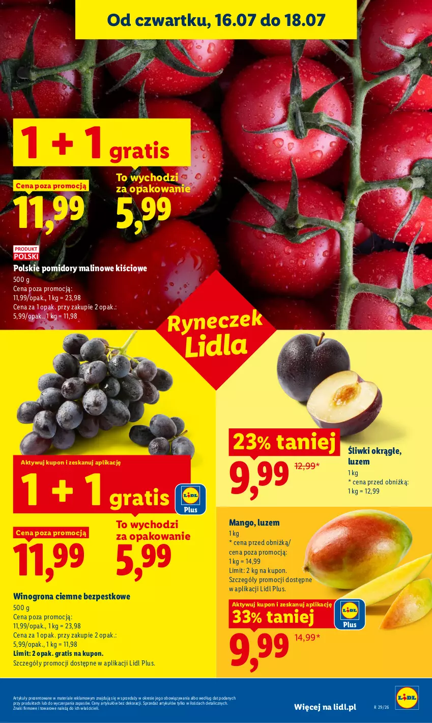 Gazetka promocyjna Lidl - Gazetka ważna od 16.07 do 18.07 - ważna 16.07 do 18.07.2026 - strona 49 - produkty: Gra, Mango, Pomidory, Wino, Winogrona
