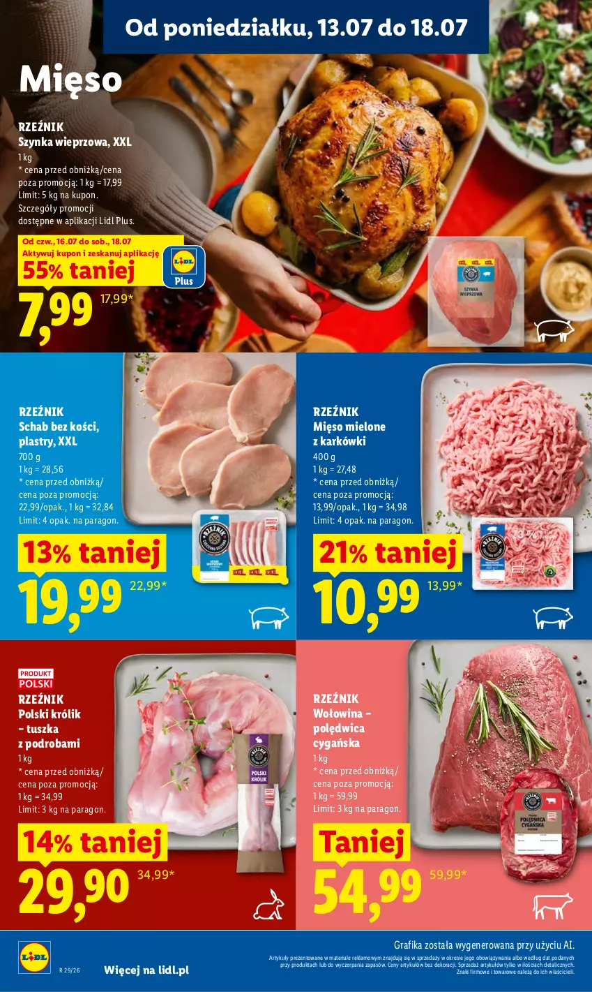 Gazetka promocyjna Lidl - Gazetka ważna od 16.07 do 18.07 - ważna 16.07 do 18.07.2026 - strona 58 - produkty: Gra, Grafika, Królik, Mięso, Mięso mielone, Polędwica, Schab bez kości, Szynka, Szynka wieprzowa, Tusz, Wołowina