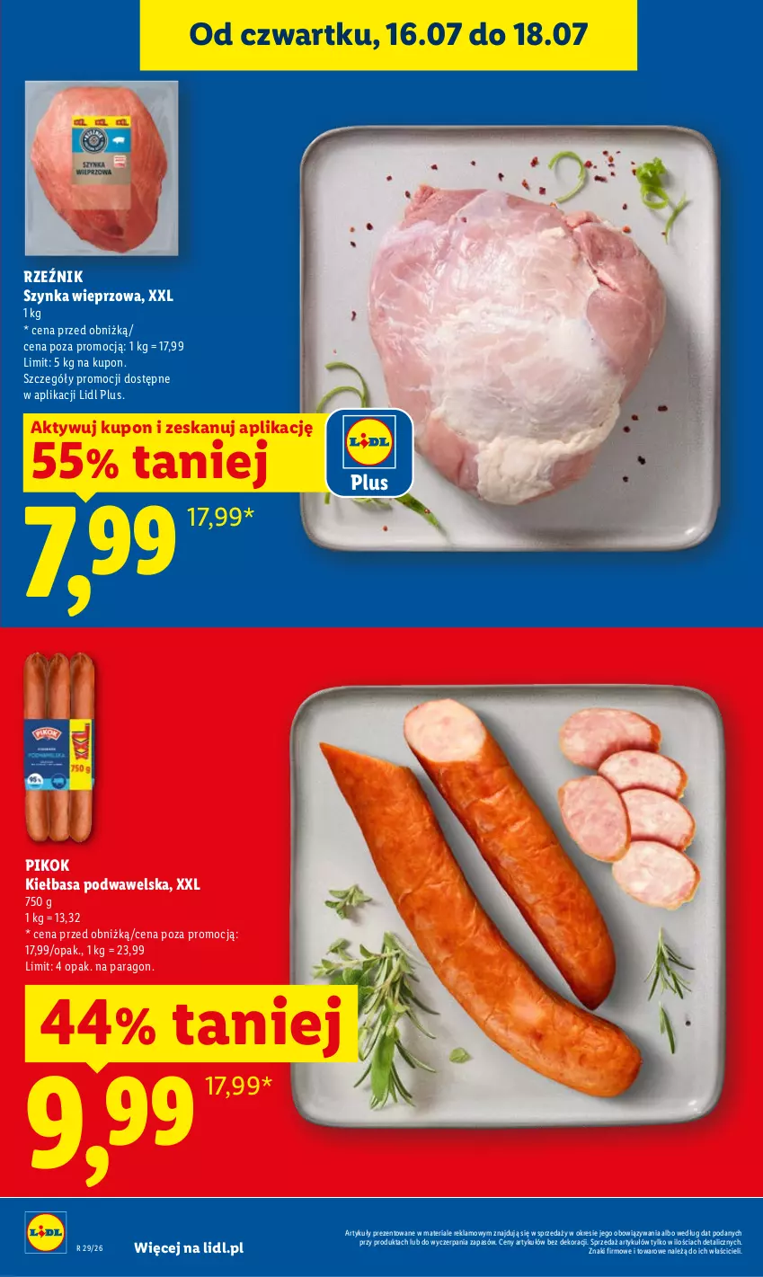 Gazetka promocyjna Lidl - Gazetka ważna od 16.07 do 18.07 - ważna 16.07 do 18.07.2026 - strona 6 - produkty: Kiełbasa, Kiełbasa podwawelska, PIKOK, Szynka, Szynka wieprzowa, Wawel