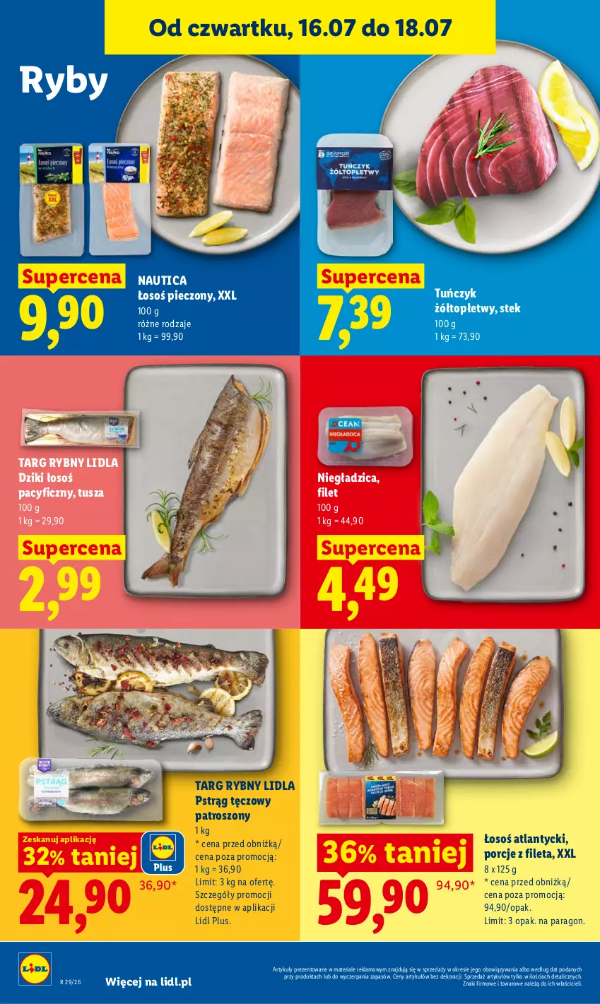 Gazetka promocyjna Lidl - Gazetka ważna od 16.07 do 18.07 - ważna 16.07 do 18.07.2026 - strona 66 - produkty: Piec, Por, Pstrąg, Pstrąg tęczowy, Stek, Top, Tuńczyk, Tusz