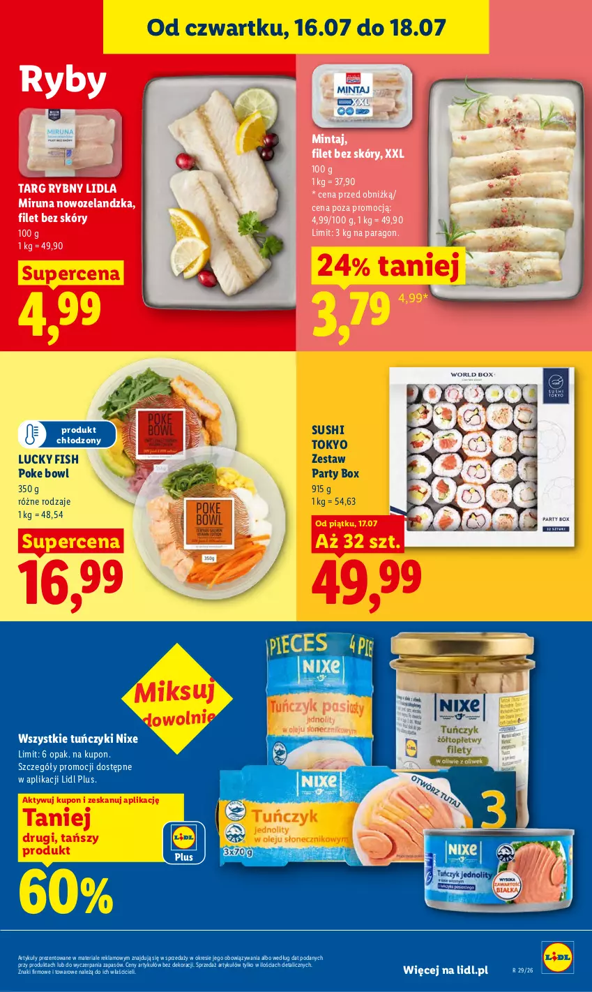 Gazetka promocyjna Lidl - Gazetka ważna od 16.07 do 18.07 - ważna 16.07 do 18.07.2026 - strona 67 - produkty: Mintaj, Miruna, Sushi, Tuńczyk