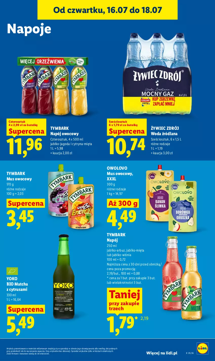 Gazetka promocyjna Lidl - Gazetka ważna od 16.07 do 18.07 - ważna 16.07 do 18.07.2026 - strona 73 - produkty: Arbuz, LANA, Mięta, Mus, Napój, Napoje, Tymbark, Woda
