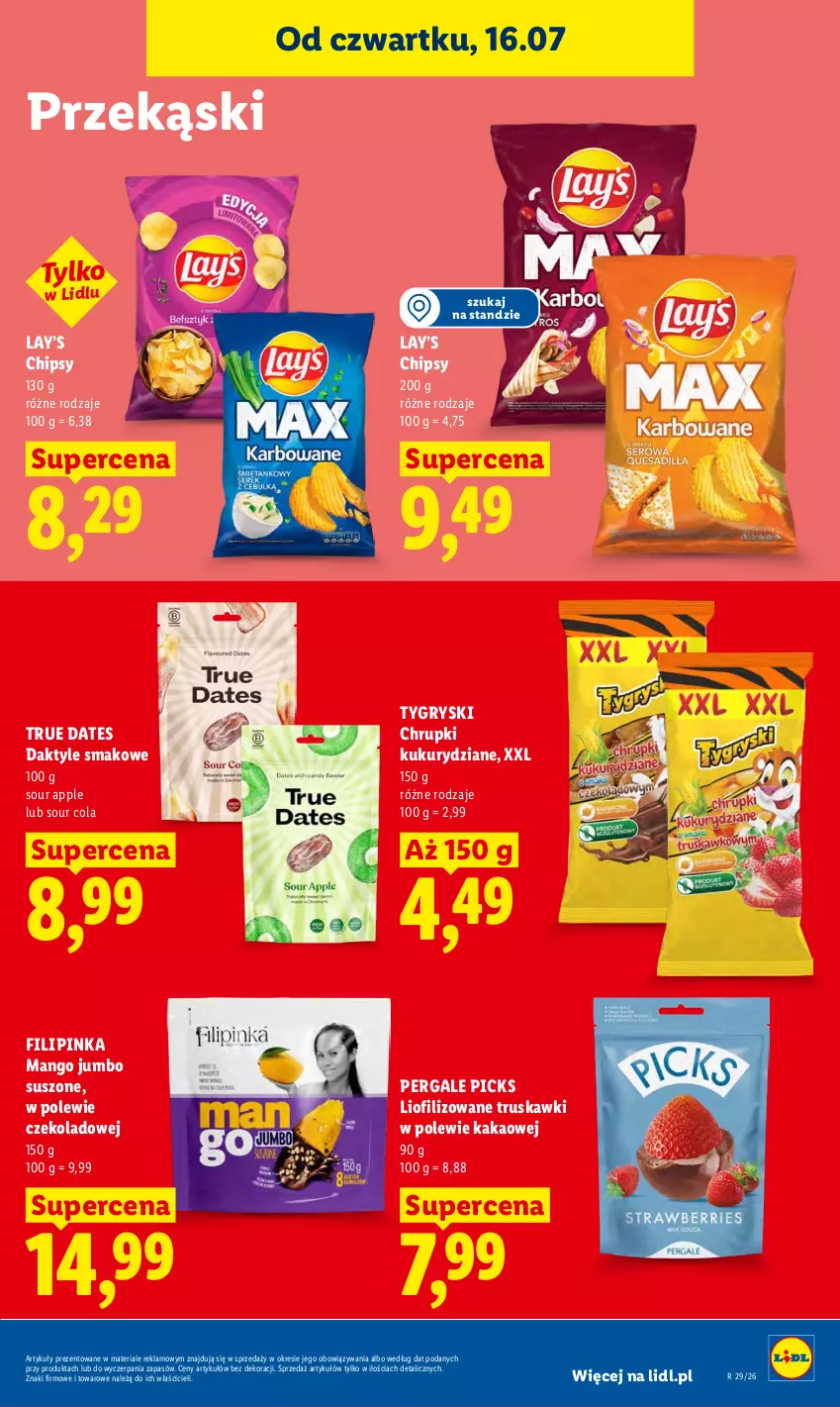 Gazetka promocyjna Lidl - Gazetka ważna od 16.07 do 18.07 - ważna 16.07 do 18.07.2026 - strona 81 - produkty: Chipsy, Chrupki, Daktyle, Gry, Inka, Kakao, Lay’s, Mango, Truskawki