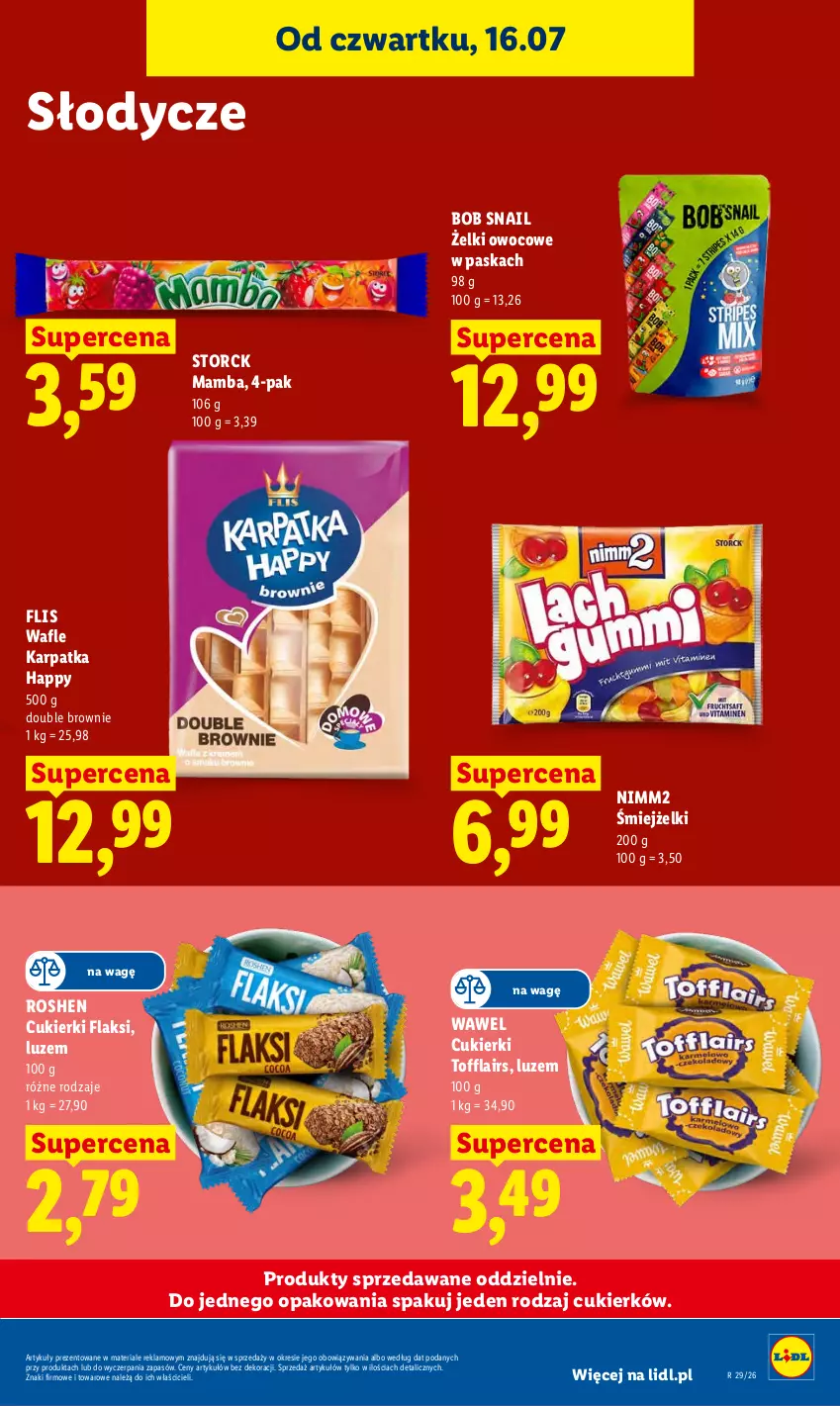 Gazetka promocyjna Lidl - Gazetka ważna od 16.07 do 18.07 - ważna 16.07 do 18.07.2026 - strona 83 - produkty: Brownie, Cukier, Cukierki, Karp, Mamba, Nimm2, Wafle, Wawel