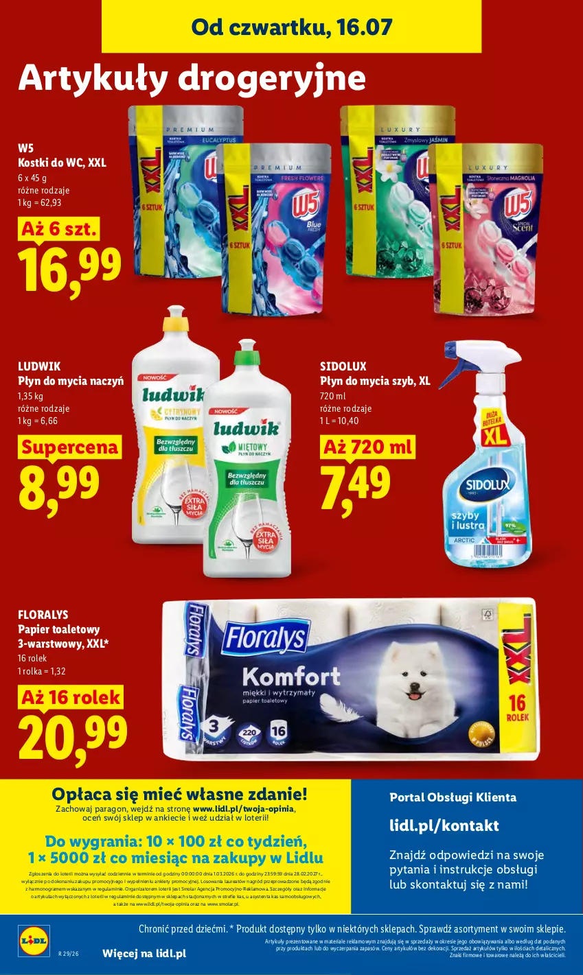 Gazetka promocyjna Lidl - Gazetka ważna od 16.07 do 18.07 - ważna 16.07 do 18.07.2026 - strona 92 - produkty: Do mycia naczyń, Flora, Gra, Laur, Ludwik, Mola, Papier, Papier toaletowy, Płyn do mycia, Płyn do mycia naczyń, Por, Portal, Sidolux
