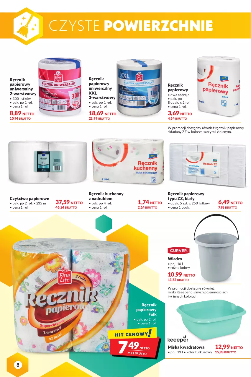 Gazetka promocyjna Makro - Wielkie sprzątanie - ważna 02.11 do 14.11.2022 - strona 8 - produkty: Czyściwo papierowe, Miska, Papier, Ręcznik, Ręcznik kuchenny, Wiadro