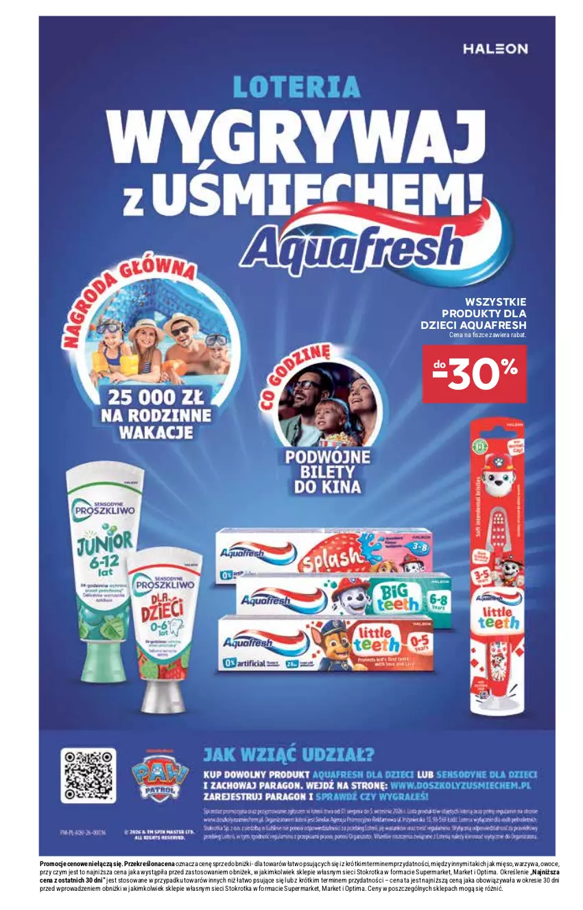 Gazetka promocyjna Stokrotka - Supermarket - ważna 27.08 do 02.09.2026 - strona 39 - produkty: Aquafresh, Dzieci, Mięso, Optima, Owoce, Warzywa