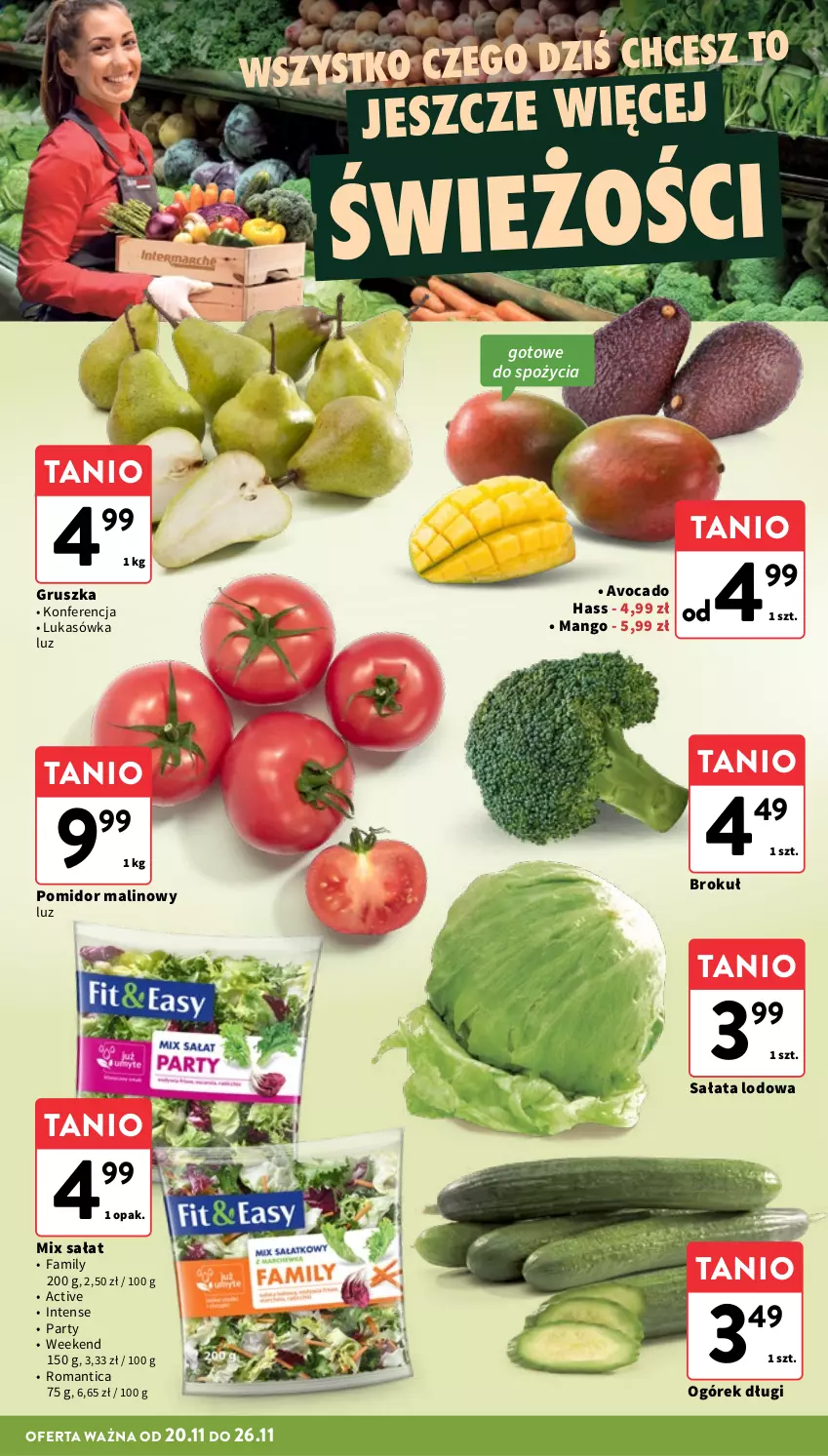 Gazetka promocyjna Intermarche - Gazetka promocyjna - ważna 20.11 do 26.11.2025 - strona 19 - produkty: Avocado, Fa, Mango, Ogórek, Pomidor malinowy, Sałat, Sałata lodowa