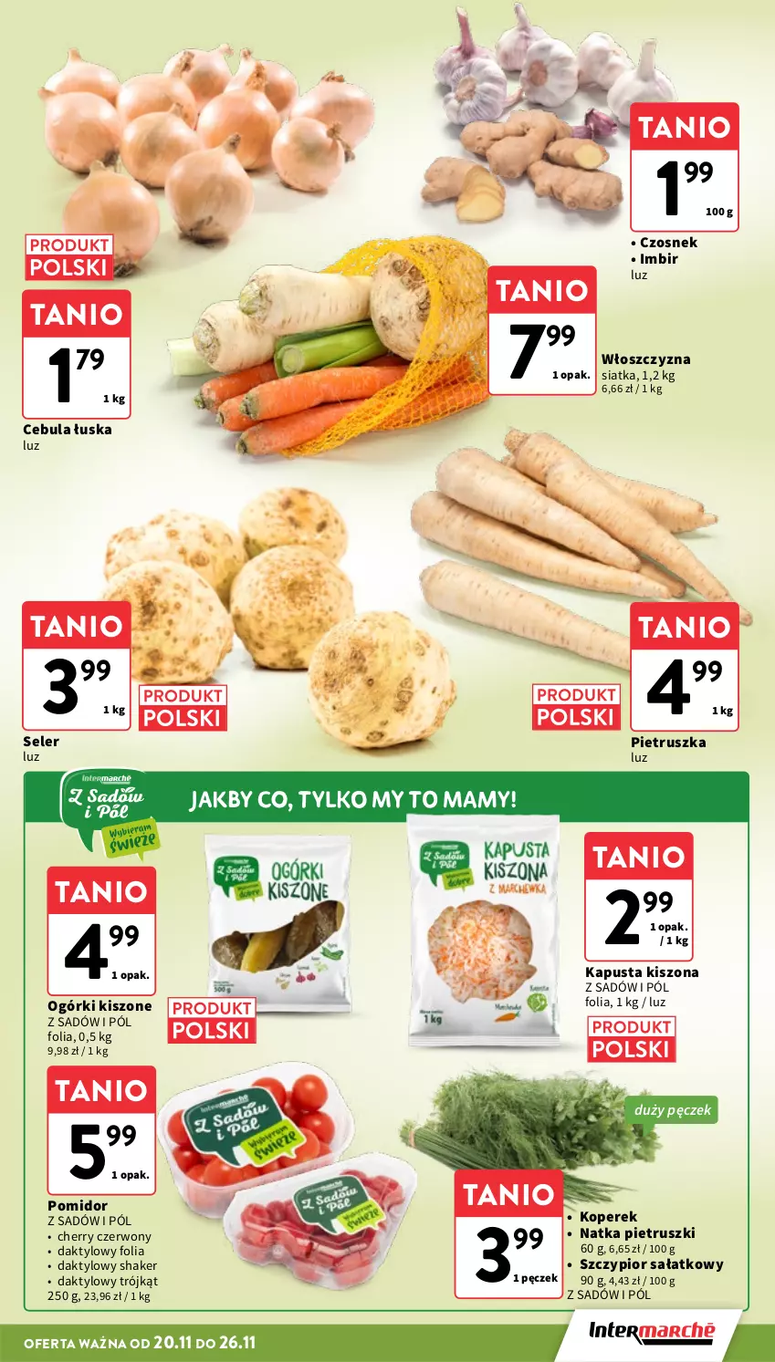 Gazetka promocyjna Intermarche - Gazetka promocyjna - ważna 20.11 do 26.11.2025 - strona 20 - produkty: Cebula, Czosnek, Imbir, Natka pietruszki, Pietruszka, Sałat, Siatka