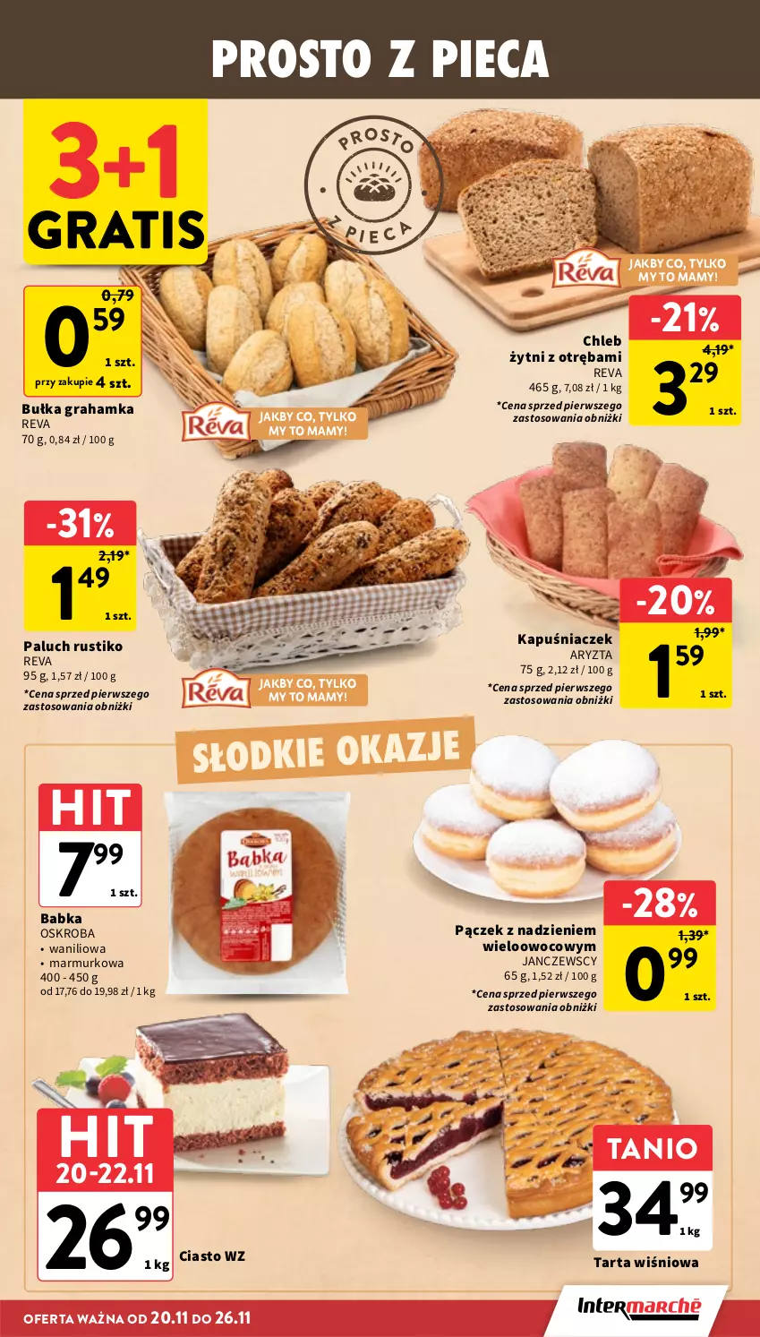 Gazetka promocyjna Intermarche - Gazetka promocyjna - ważna 20.11 do 26.11.2025 - strona 22 - produkty: Babka, Bułka, Bułka grahamka, Chleb, Gra, Kapuśniaczek, Pączek, Piec, Rust, Tarta