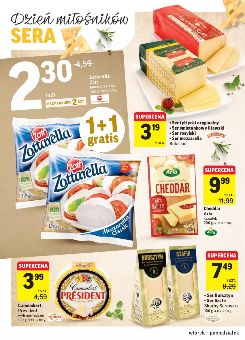 Gazetka promocyjna Intermarche - ważna 18.01 do 24.01.2022 - strona 20 - produkty: Bursztyn, Camembert, Cheddar, Gin, Kawa, Mozzarella, Ser, Ser tylżycki, Wałek, Zott