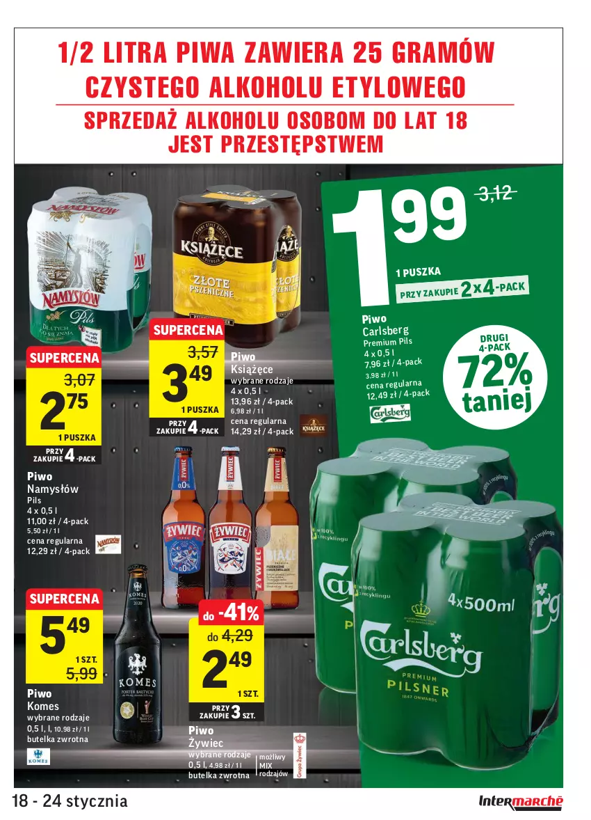 Gazetka promocyjna Intermarche - ważna 18.01 do 24.01.2022 - strona 35 - produkty: Carlsberg, Gra, Książęce, Namysłów, Piwa, Piwo