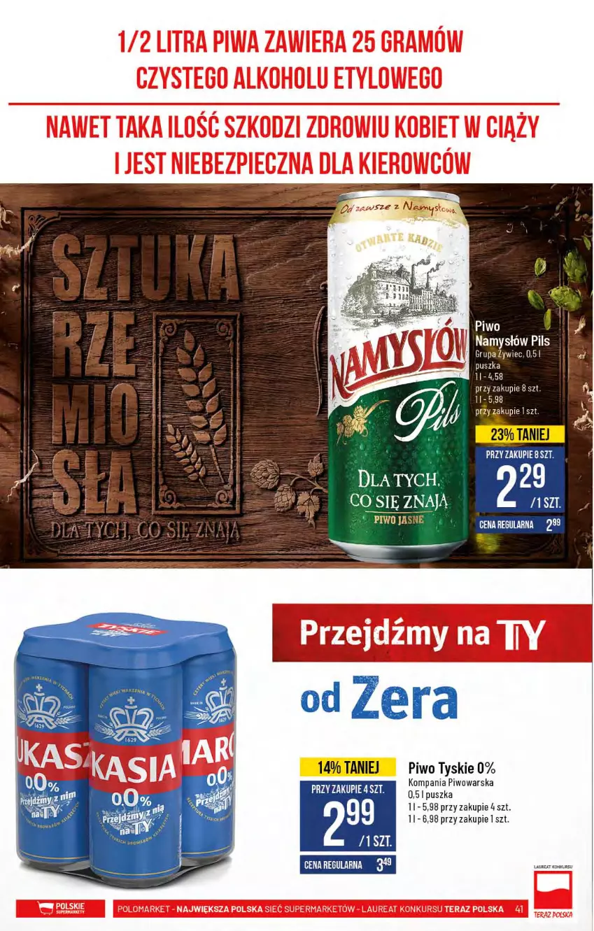 Gazetka promocyjna PoloMarket - Gazetka promocyjna  r - ważna 03.03 do 09.03.2021 - strona 41 - produkty: Namysłów, Piwo, Piwo jasne, Tyskie