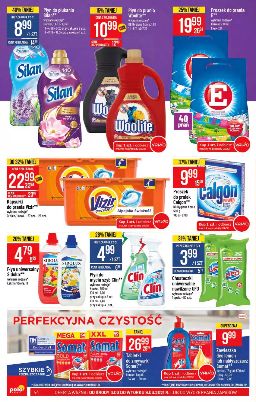 Gazetka promocyjna PoloMarket - Gazetka promocyjna  r - ważna 03.03 do 09.03.2021 - strona 44 - produkty: BIC, Calgon, Chusteczki, Clin, Fa, LG, Sidolux, Vizir