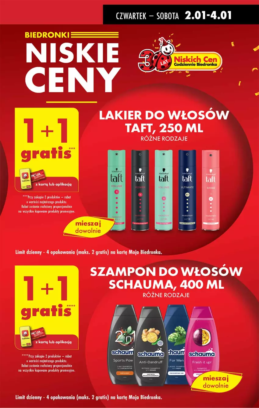 Gazetka promocyjna Biedronka - Od Czwartku - ważna 02.01 do 08.01.2025 - strona 17 - produkty: Ba!, Gra, Lakier, Lakier do włosów, Por, Schauma, Szampon, Taft