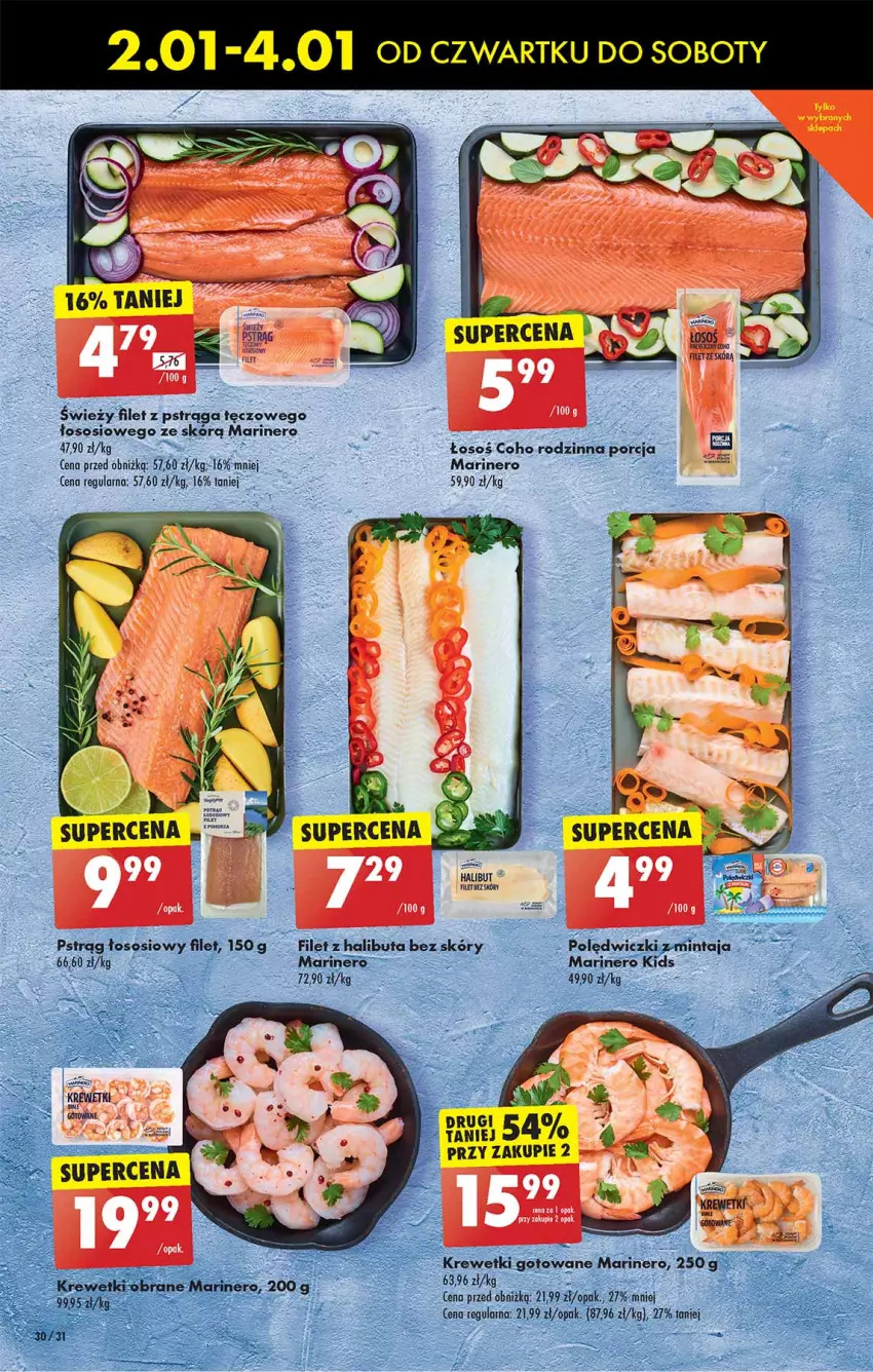 Gazetka promocyjna Biedronka - Od Czwartku - ważna 02.01 do 08.01.2025 - strona 30 - produkty: Halibut, Mintaj, Por, Pstrąg, Pstrąg łososiowy, Sos