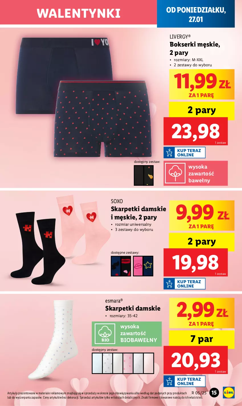 Gazetka promocyjna Lidl - GAZETKA - ważna 27.01 do 01.02.2025 - strona 15 - produkty: Bokserki, Karp, Ser, Skarpetki, Sok