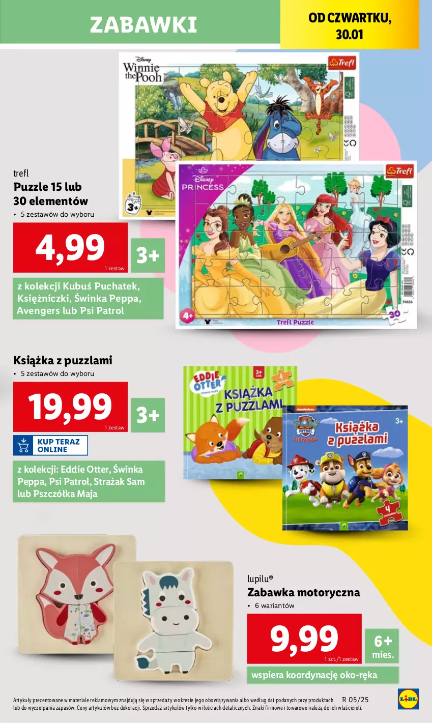 Gazetka promocyjna Lidl - GAZETKA - ważna 27.01 do 01.02.2025 - strona 39 - produkty: Avengers, Inka, Książka, Kubuś, Psi Patrol, Puzzle, Zabawka